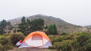 a camp set up outdoors
