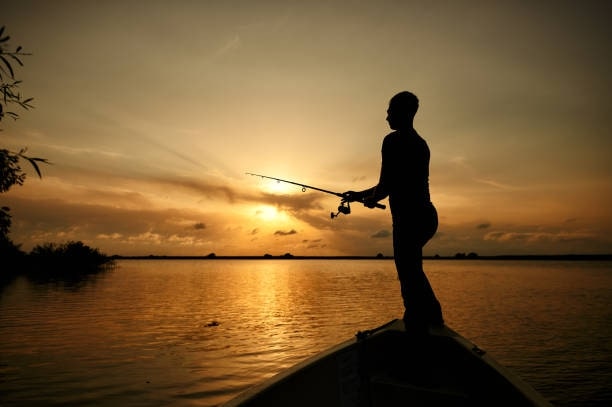 A person relaxing while fishing