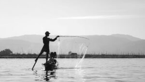 One man fishing