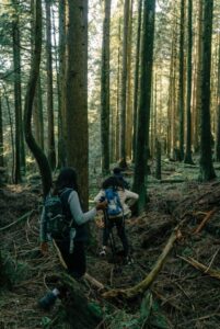 two women hiking