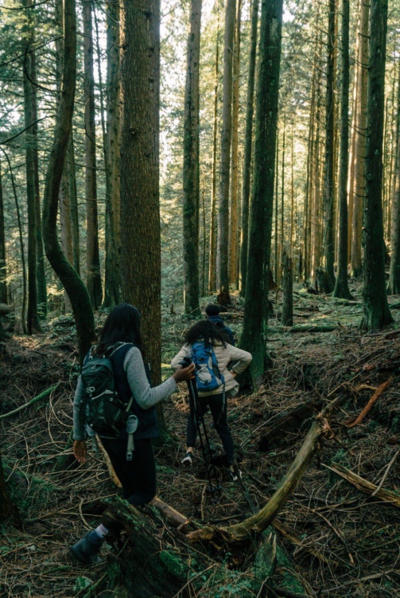 two women hiking