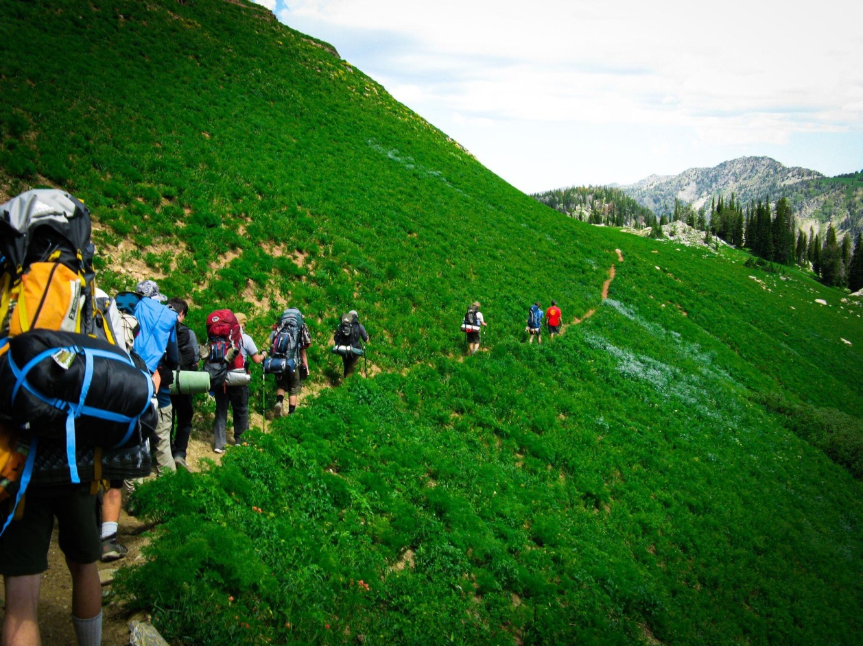 A group of people on a hike
